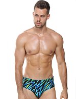 Черные мужские плавки +size с яркими цветными зигзагами